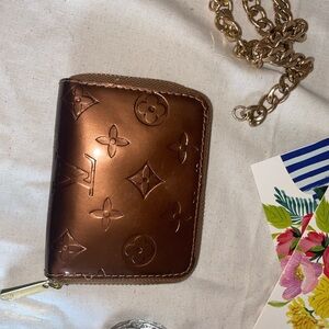 Louis Vuitton Taupe Wallet with Gold Detail